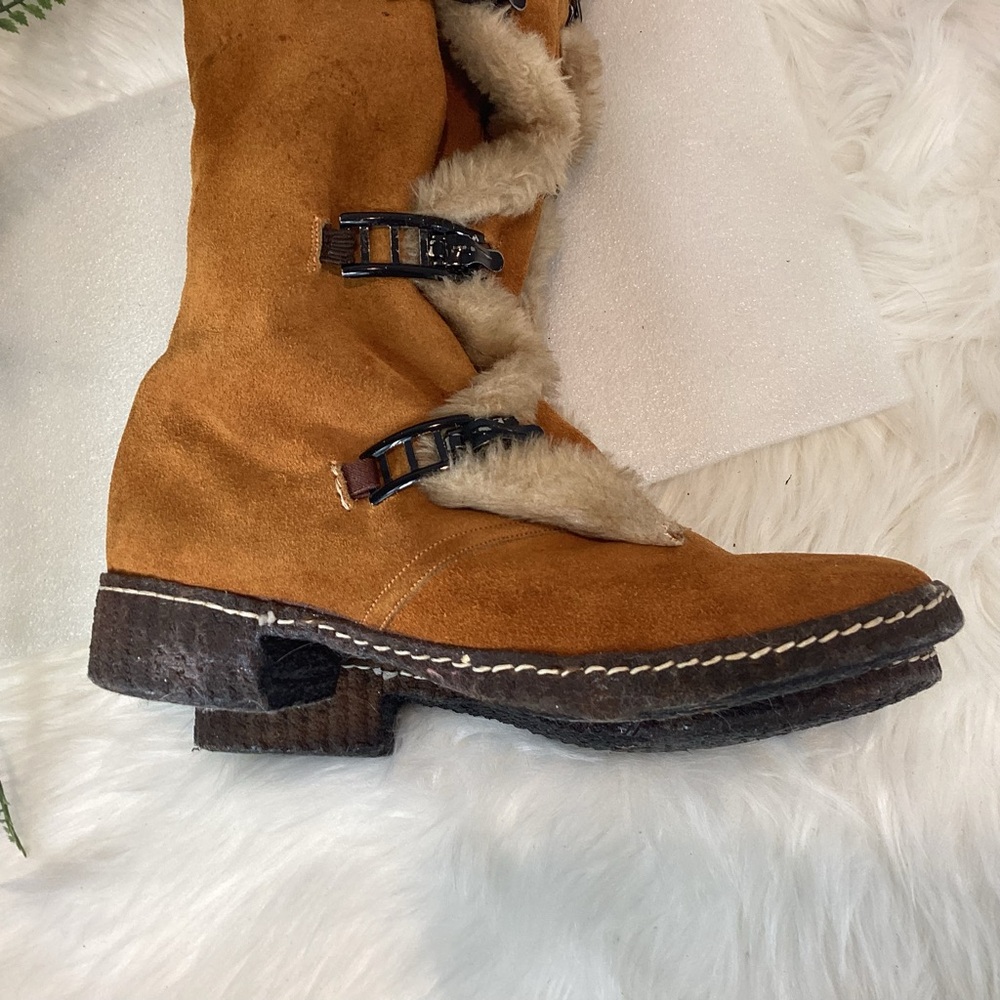VINTAGE SUEDE LEATHER 70’S SNO-MOUNT BOOTS MADE IN ENGLAND EUC SZ 8 - Picture 11 of 14